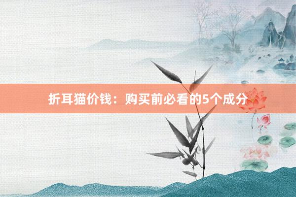 折耳猫价钱：购买前必看的5个成分