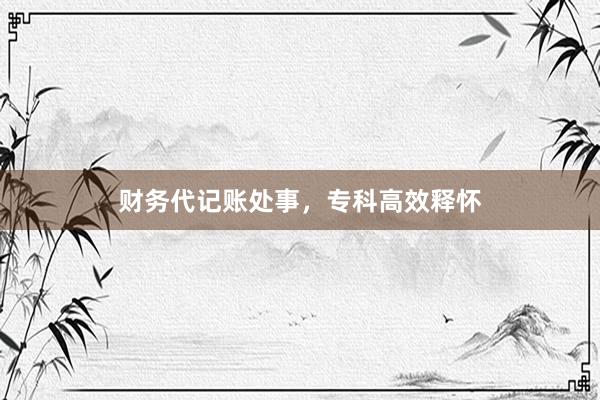 财务代记账处事，专科高效释怀